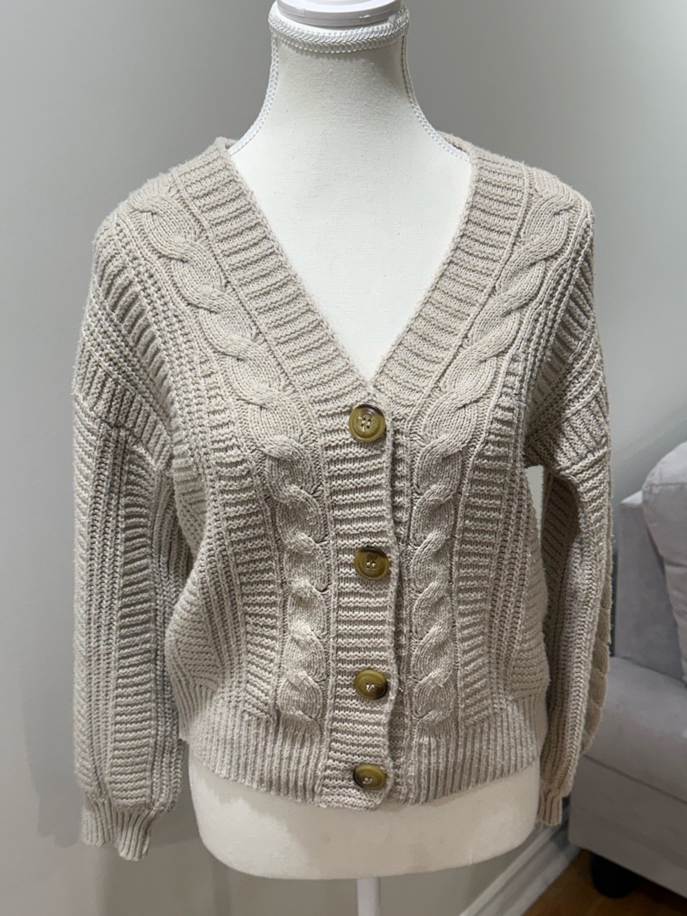 Beige Knit Cardigan